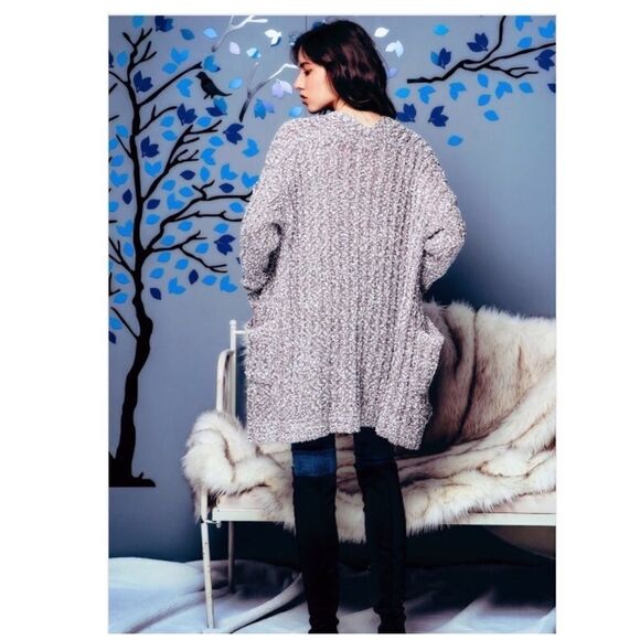 COPY - LONG Open Cardigan In Heather Gray - Picture 7 of 8